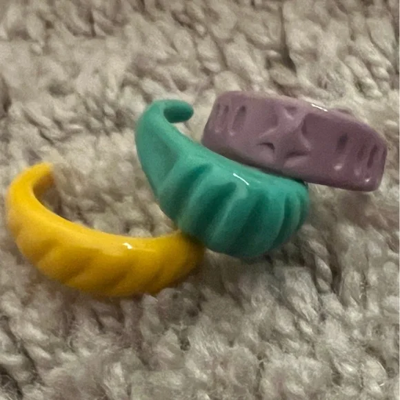 Colorful Chunky Rings Set - Picture 2 of 2